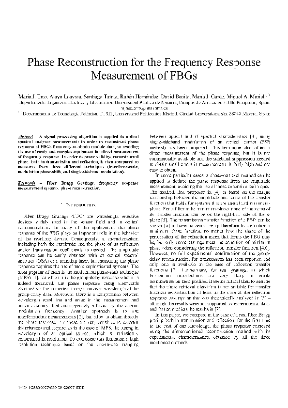 (PDF) Phase reconstruction for the frequency response measurement of FBGs