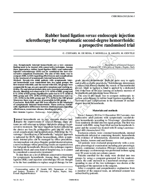 (PDF) Rubber band ligation versus endoscopic injection sclerotherapy