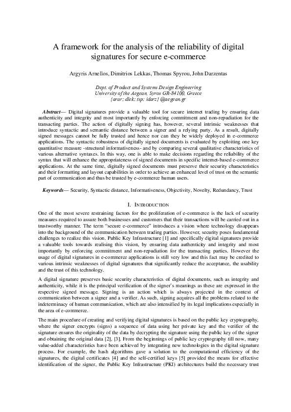 (PDF) A Framework for the Analysis of the Reliability of Digital ...