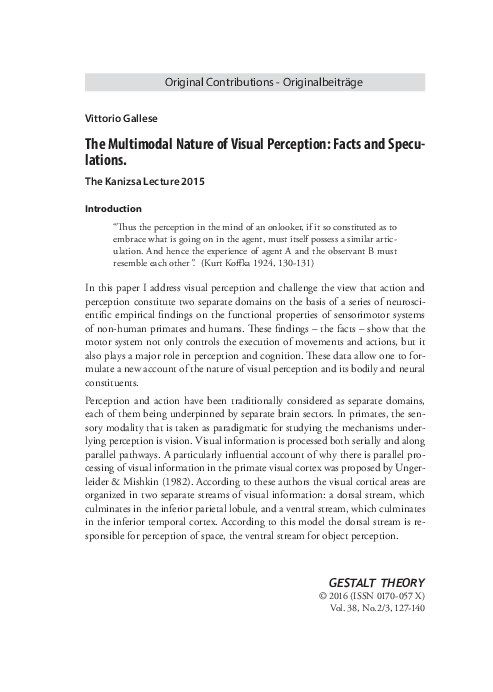 (PDF) The Multimodal Nature of Visual Perception: Facts and Speculations