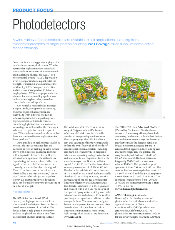 (PDF) Photodetectors Neil Savage Academia.edu