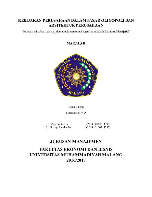 Doc Cover Ekonomi Manajerial Rizky Amelia Putri Academia Edu