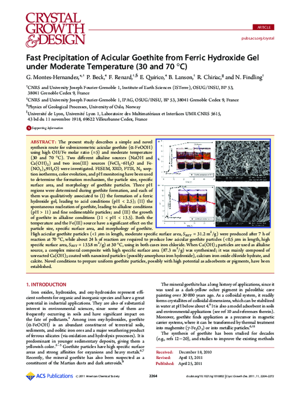 (PDF) Fast Precipitation of Acicular Goethite from Ferric Hydroxide Gel ...