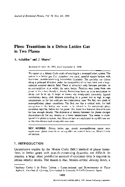 (PDF) Phase transitions in a driven lattice gas in two planes
