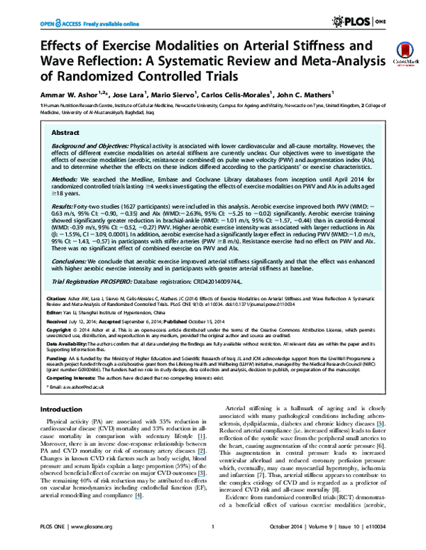 (PDF) Effects of Exercise Modalities on Arterial Stiffness and Wave ...