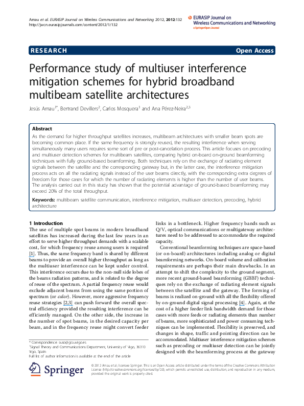 (PDF) Performance study of multiuser interference mitigation schemes ...