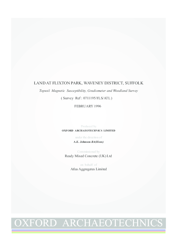 (PDF) Land at Flixton Park, Waveney District, Suffolk. Geophysical
