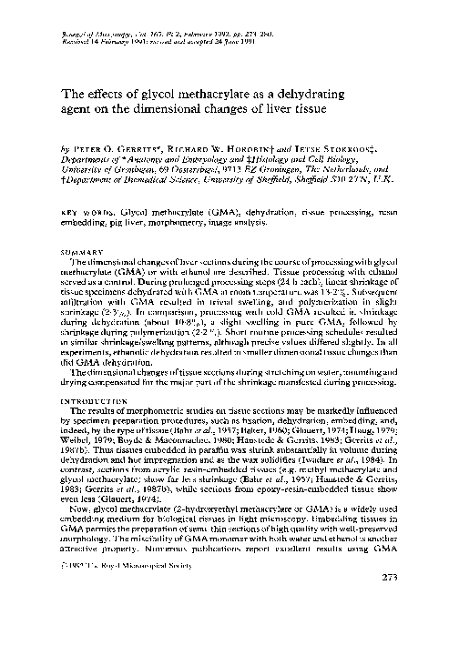 (PDF) The effects of glycol methacrylate as a dehydrating agent on the