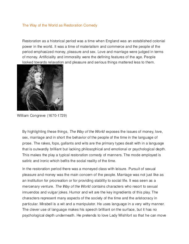 Exponents of restoration comedy image