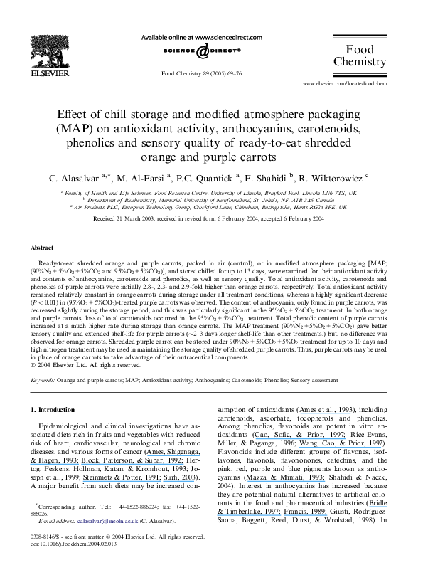 (PDF) Effect of chill storage and modified atmosphere packaging (MAP ...