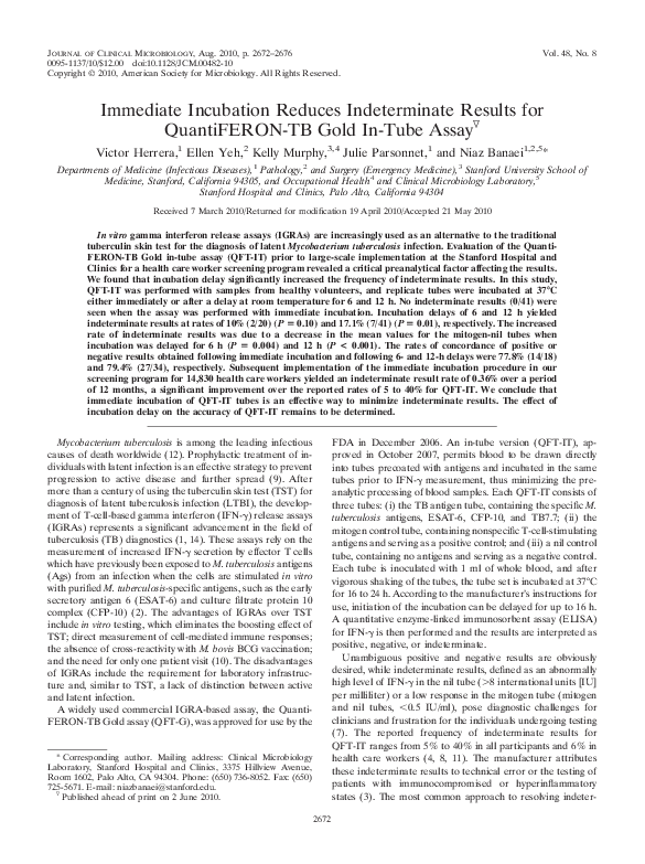 (PDF) Immediate Incubation Reduces Indeterminate Results for