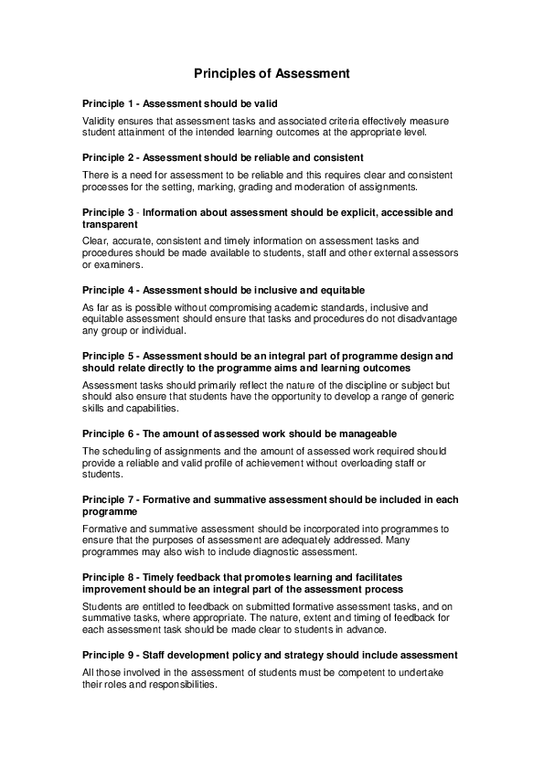 (PDF) Principles of Assessment Principle 1 -Assessment should be valid