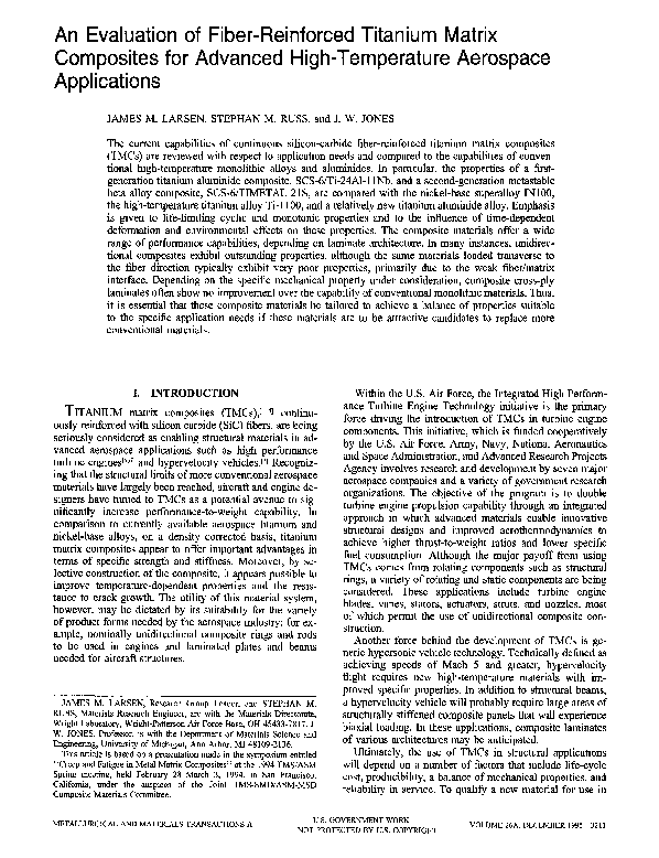 (PDF) An evaluation of fiberreinforced titanium matrix composites for