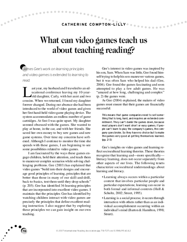 (PDF) What Can Video Games Teach Us About Teaching Reading? Catherine