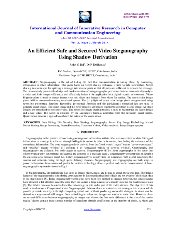 (PDF) An Efficient Safe and Secured Video Steganography Using Shadow ...