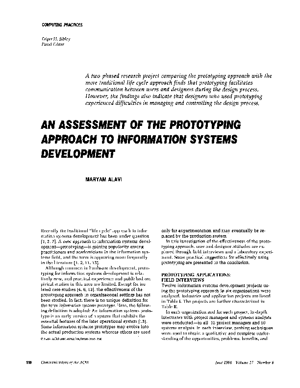 (PDF) An assessment of the prototyping approach to information systems ...