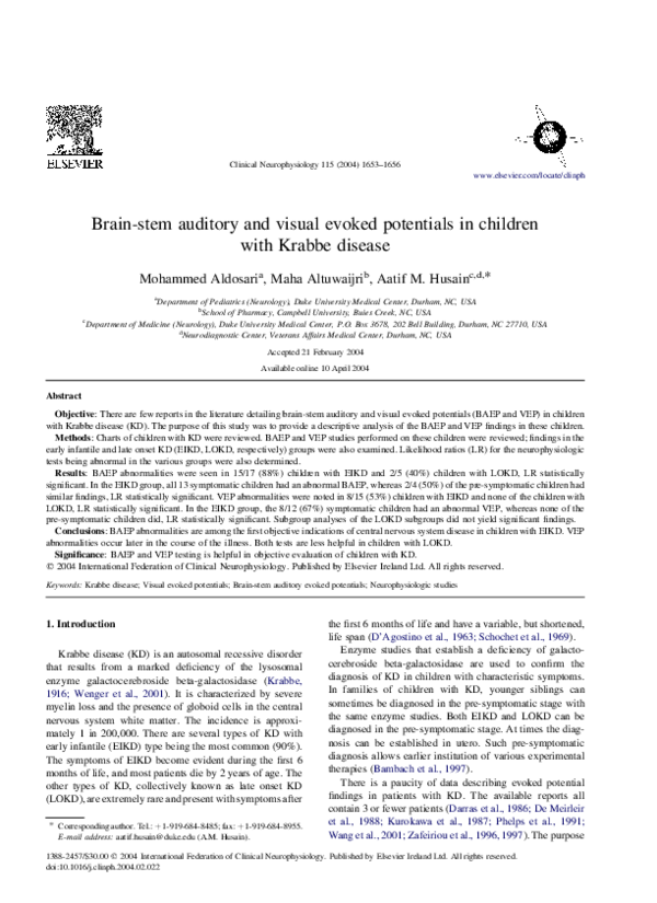 (PDF) Brainstem auditory and visual evoked potentials in children with ...