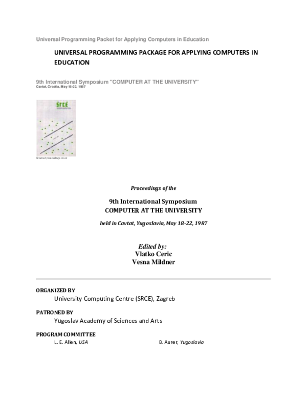 (PDF) Universal Programming Packet for applying computers in education