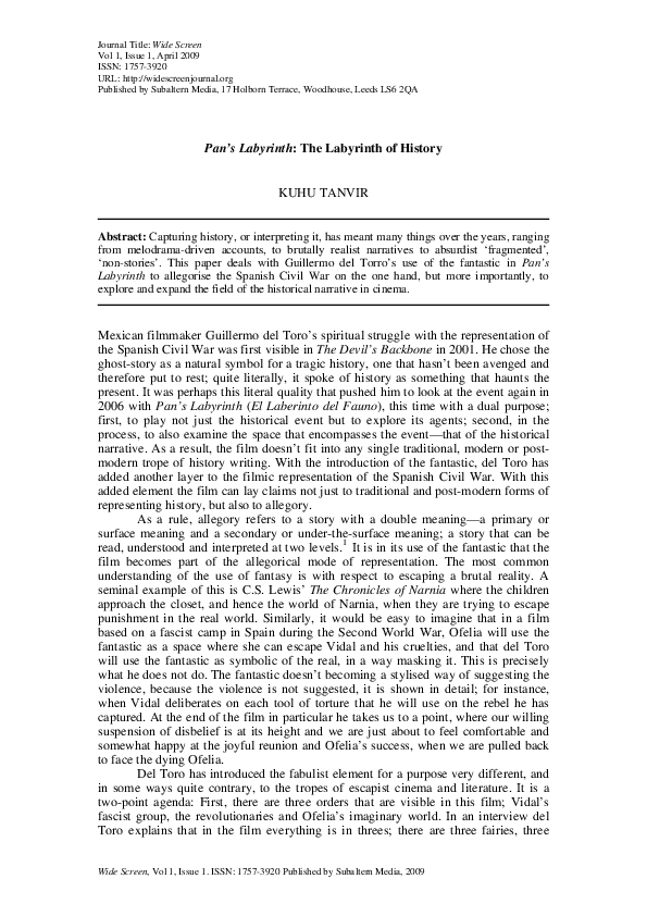 (PDF) Pan's Labyrinth The Labyrinth of History Kuhu Tanvir Academia.edu