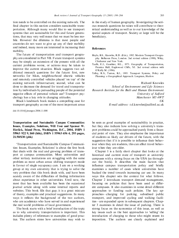 (PDF) Transportation and Sustainable Campus Communities: Issues ...