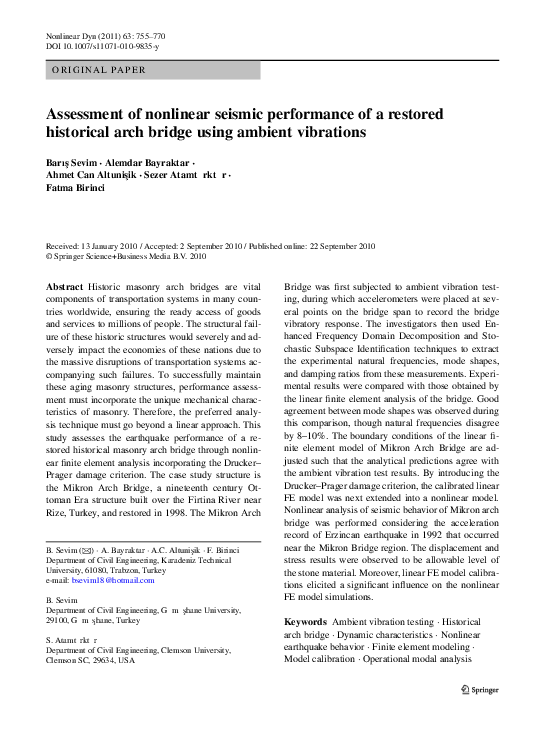 (PDF) Assessment of nonlinear seismic performance of a restored ...