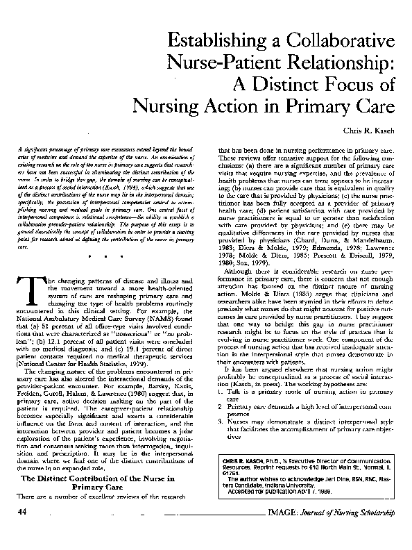 Dimensions of nursing care the nurse patient relationship nursing essay picture