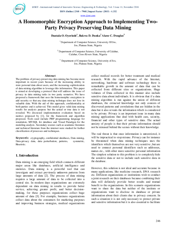 (PDF) A Homomorphic Encryption Approach to Implementing Two- Party ...