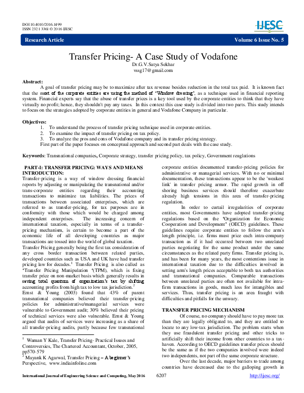 Transfer PricingA Case Study of Vodafone Gudimetla V satya Sekhar