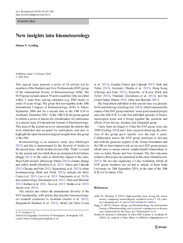 (PDF) New insights into biometeorology