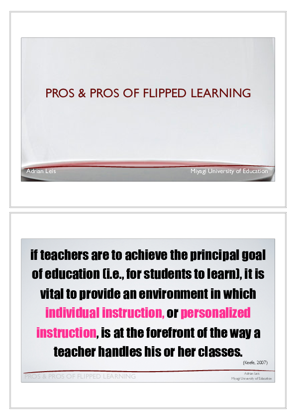 (PDF) Pros & Pros Of Flipped Learning Adrian Leis Academia.edu