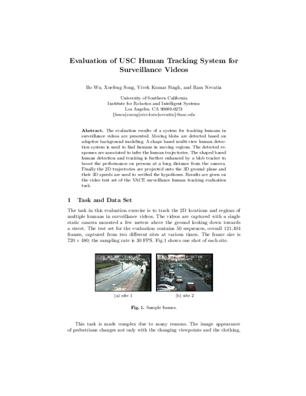 (PDF) Evaluation of USC Human Tracking System for Surveillance Videos