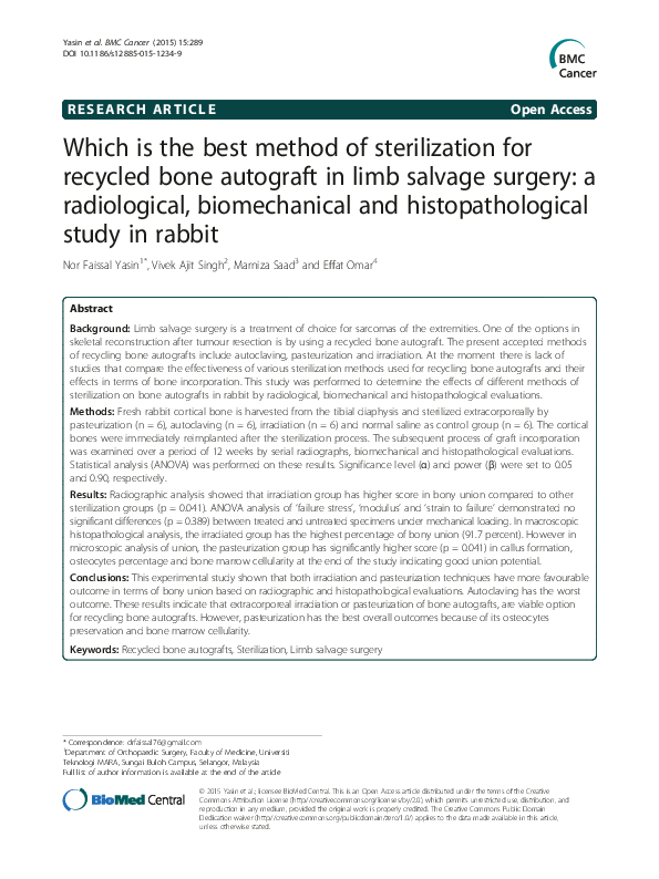 (PDF) Which is the best method of sterilization for recycled bone ...
