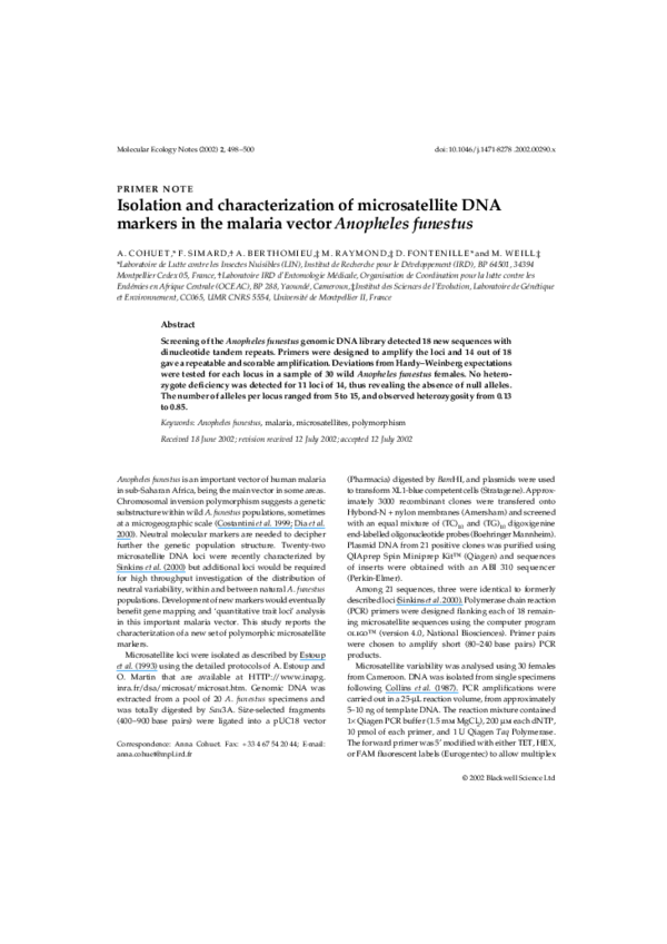 (PDF) Isolation and characterization of microsatellites in the bryozoan ...