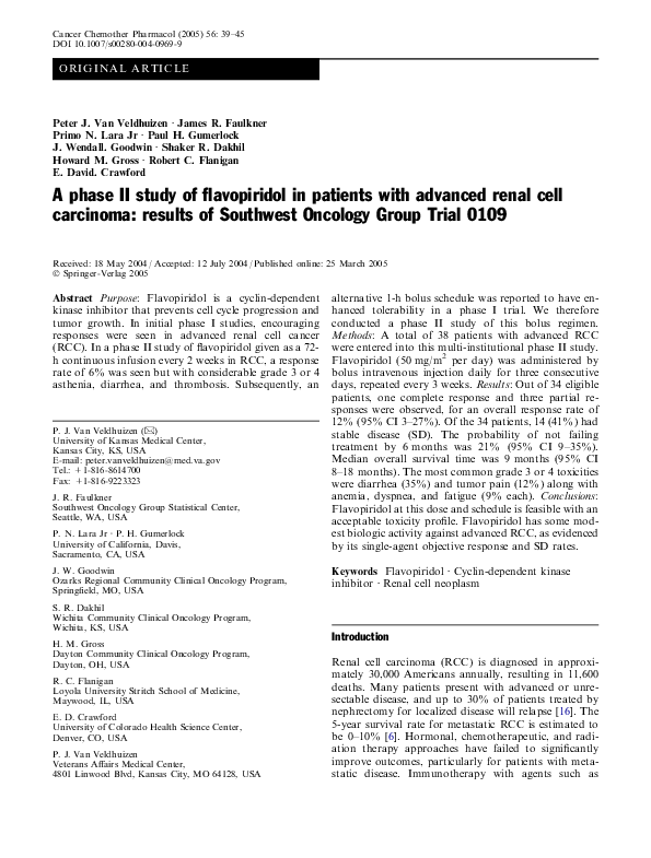 (PDF) A phase II study of flavopiridol in patients with advanced renal ...