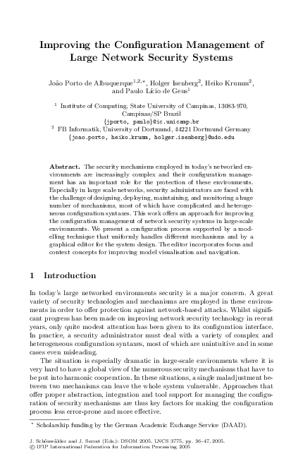 (PDF) Improving the Configuration Management of Large Network Security ...