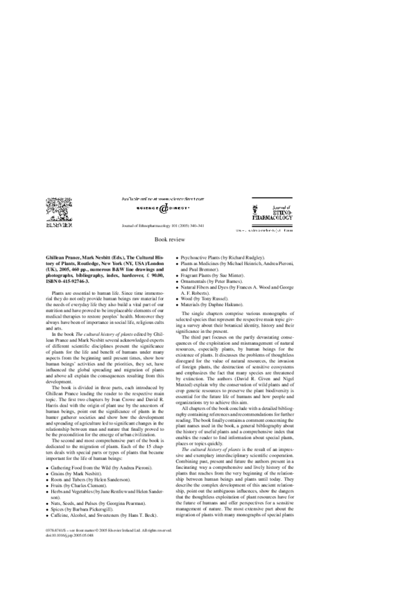 (PDF) Ghillean Prance and Mark Nesbitt, Editors, The Cultural History