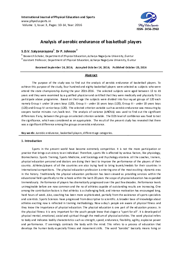 (PDF) Analysis of aerobic endurance of basketball players