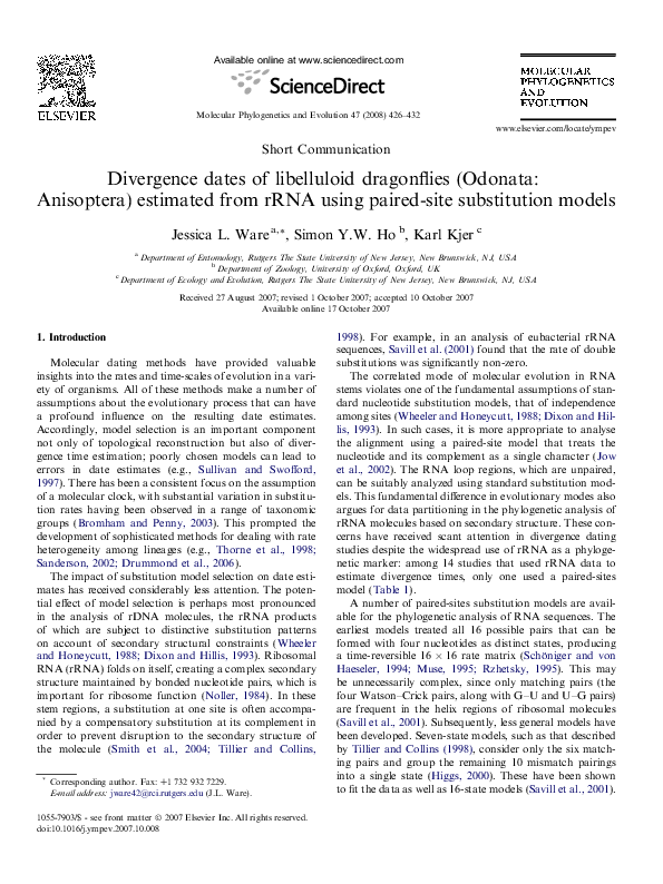 (PDF) Divergence dates of libelluloid dragonflies (Odonata: Anisoptera ...