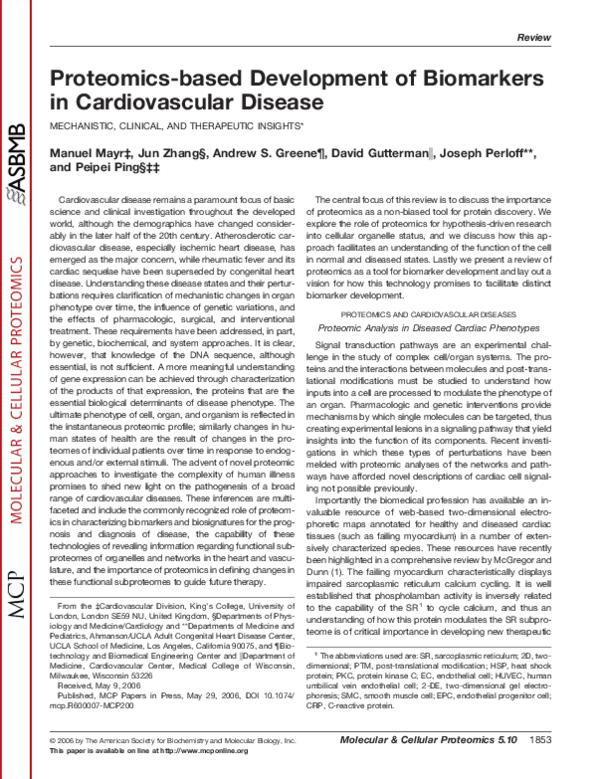 (PDF) Proteomics-based development of biomarkers in cardiovascular ...