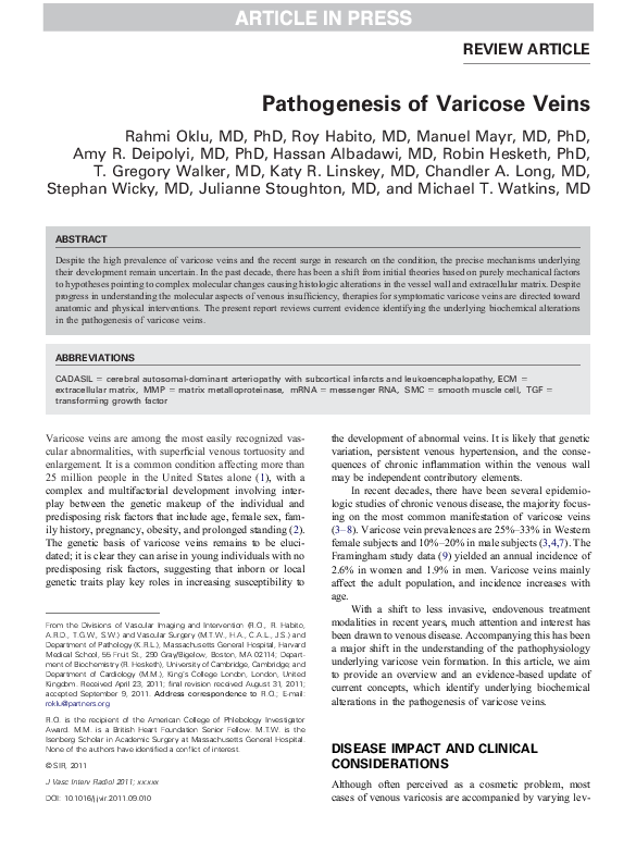 (PDF) Pathogenesis of varicose veins