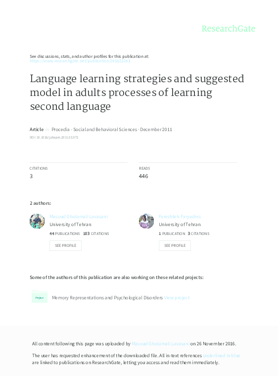 (PDF) Language learning strategies and suggested model in adults ...