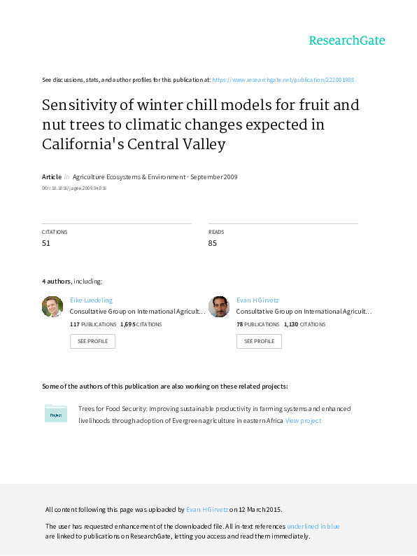 (PDF) Sensitivity of winter chill models for fruit and nut trees to