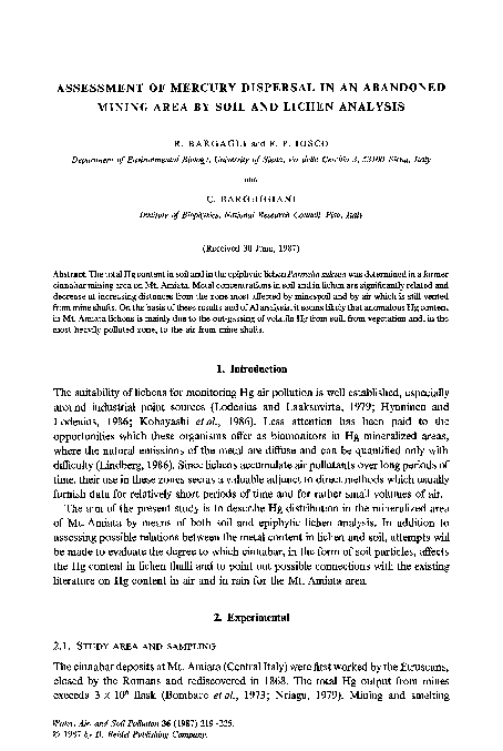 (PDF) Assessment of mercury dispersal in an abandoned mining area by ...