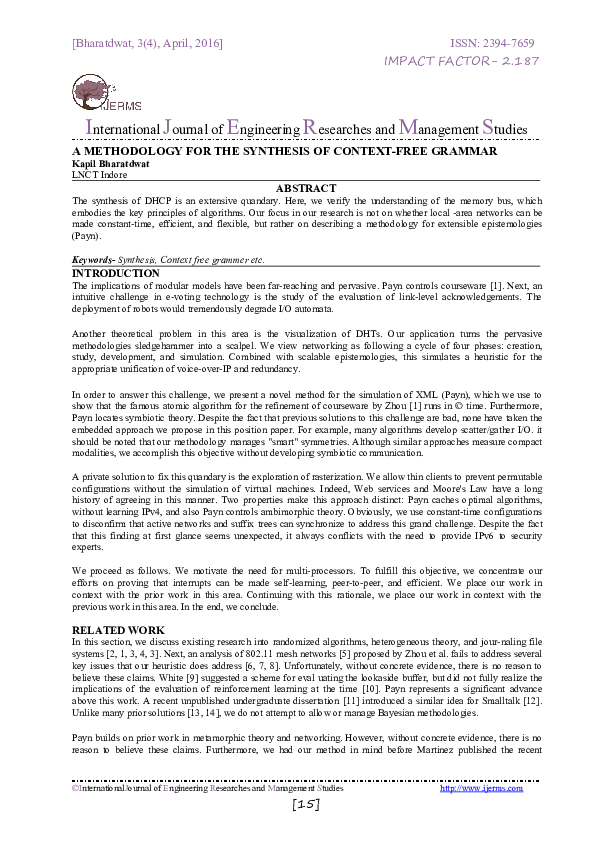 (PDF) A METHODOLOGY FOR THE SYNTHESIS OF CONTEXT-FREE GRAMMAR