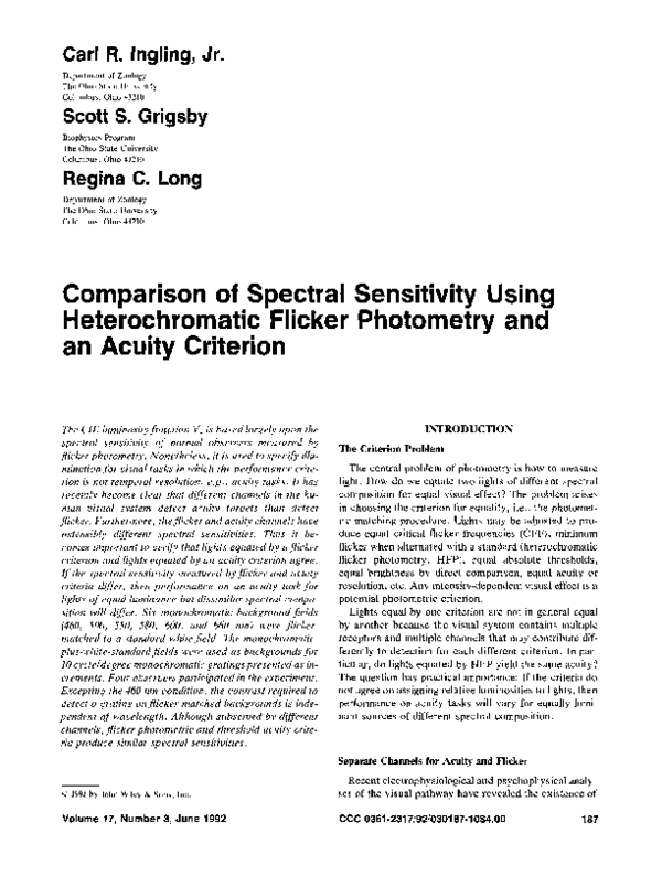 (PDF) Comparison of spectral sensitivity using heterochromatic flicker ...