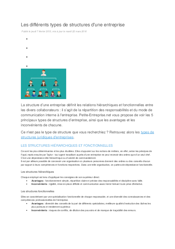 (DOC) Les différents types de structures d'une entreprise