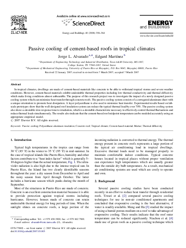 (PDF) Passive cooling of cement-based roofs in tropical climates