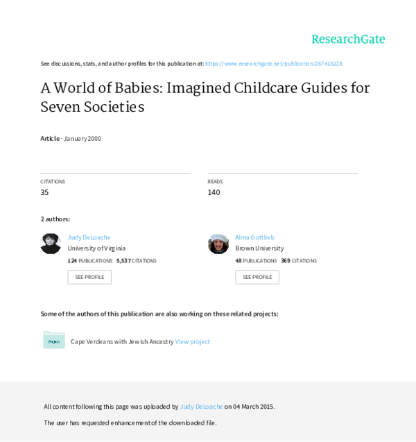 A World of Babies: Imagined Child Care Guides for Seven Societies