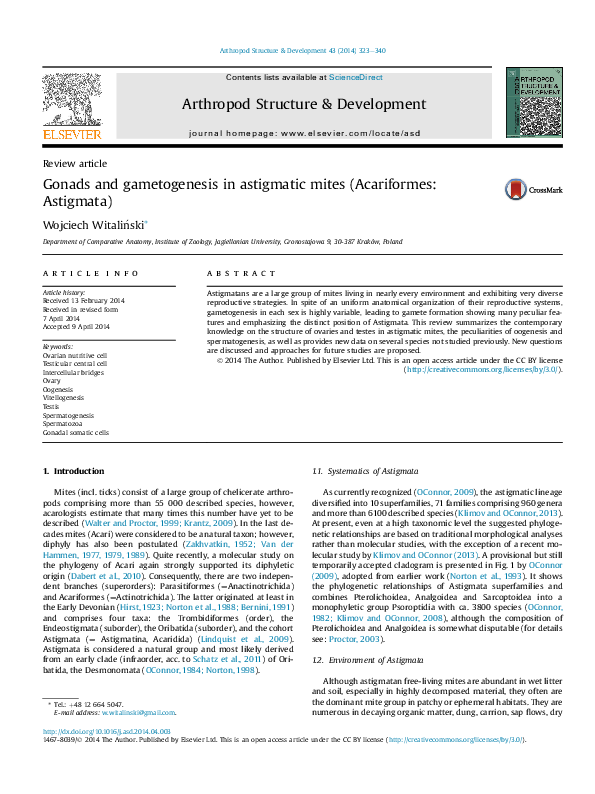 (PDF) Gonads and gametogenesis in astigmatic mites (Acariformes: Astigmata