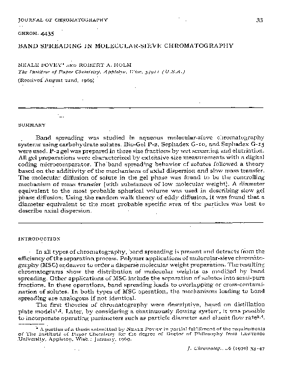 (PDF) Band spreading in molecular-sieve chromatography